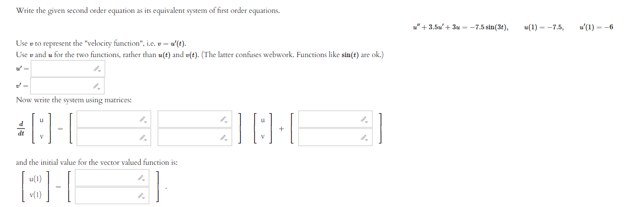 Solved Write the given second order equation as its | Chegg.com