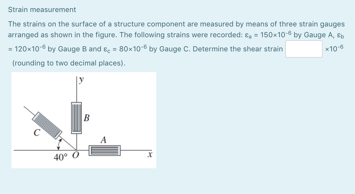 Solved Strain measurement The strains on the surface of a | Chegg.com