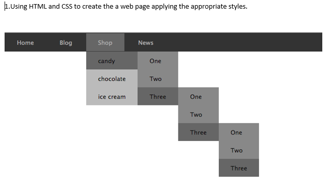 Solved 1. Using HTML and CSS to create the a web page | Chegg.com