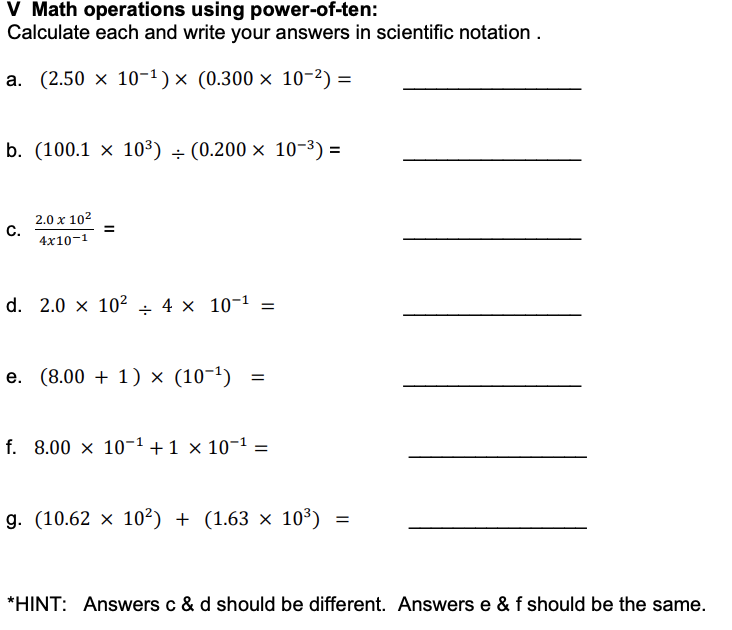 Solved V Math operations using power-of-ten: Calculate each | Chegg.com