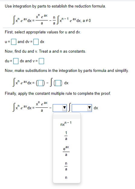 Solved Use integration by parts to establish the reduction | Chegg.com