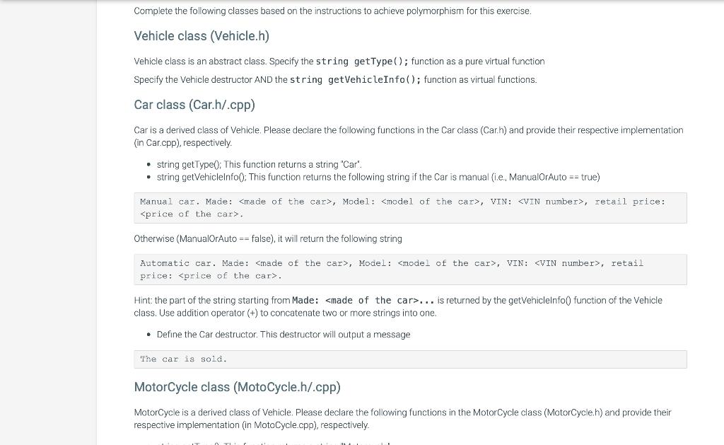 Solved C++ pls need code main.cpp, car.h, car.cpp, | Chegg.com