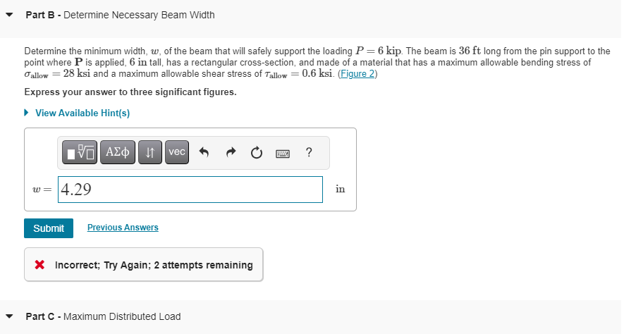 Determine the minimum width, w , of the beam that | Chegg.com