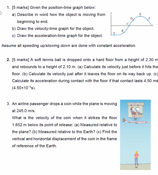 Solved E D F 1. [5 Marks] Given The Position-time Graph | Chegg.com