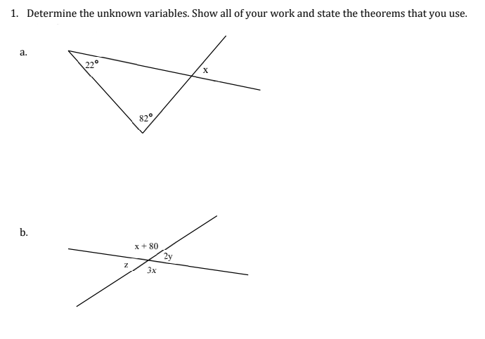 Solved 1. Determine the unknown variables. Show all of your | Chegg.com