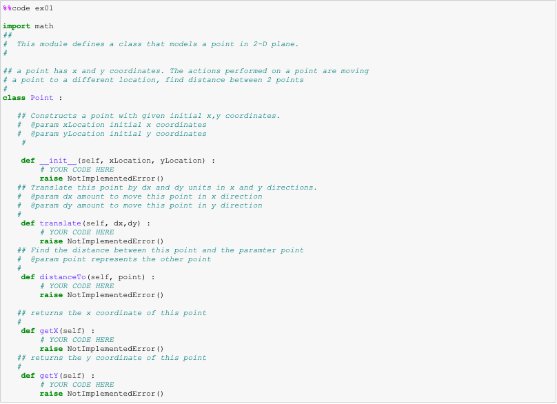 Solved Exercise # 1: Define a class Point that represents a | Chegg.com