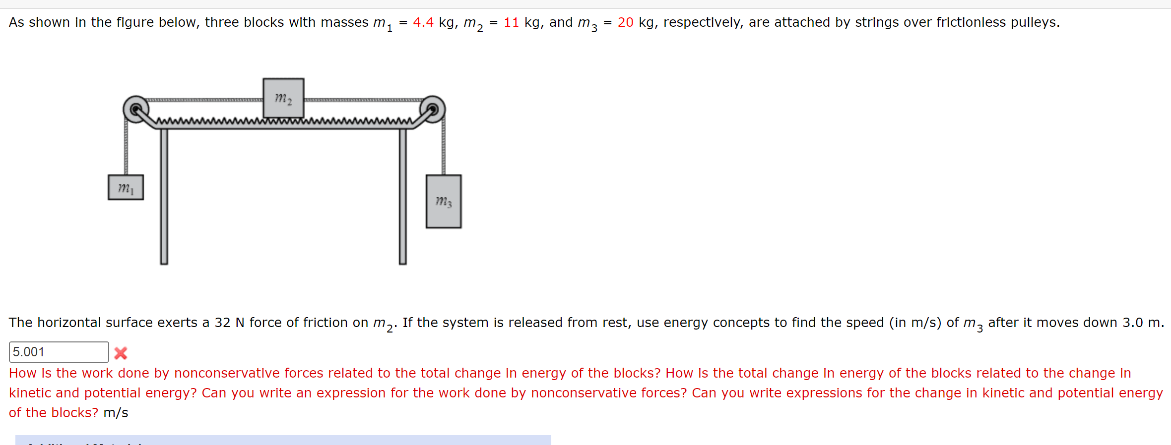 Solved As shown in the figure below, three blocks with | Chegg.com
