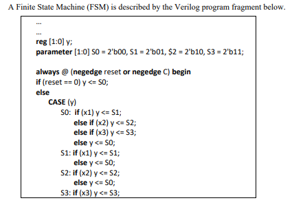 Solved A Finite State Machine (FSM) is described by the | Chegg.com