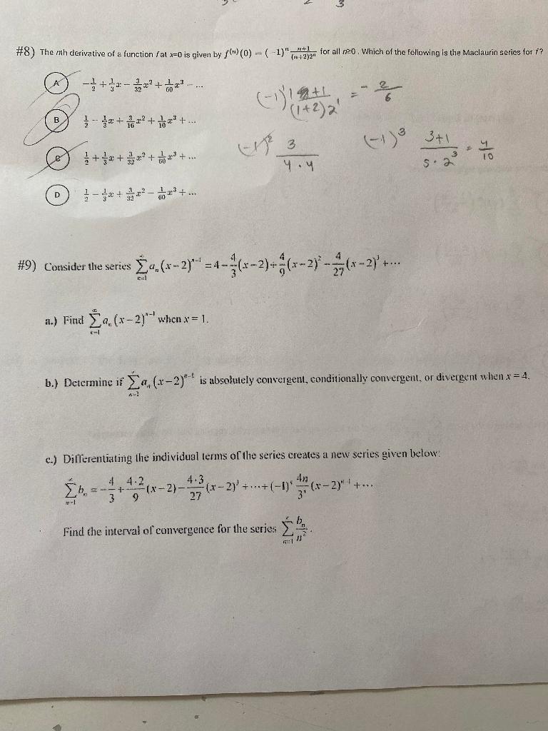 Solved #8) The mh derivative of t function fal t-o is given | Chegg.com