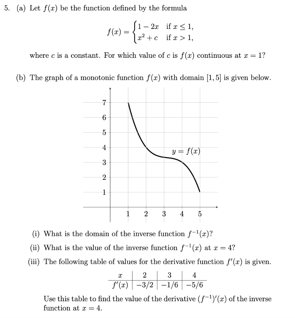 Solved 5 A Let F X Be The Function Defined By The For Chegg Com