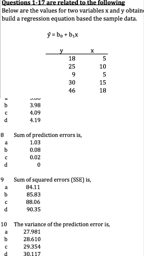 Solved Below are the values for two variables x and v obtain | Chegg.com