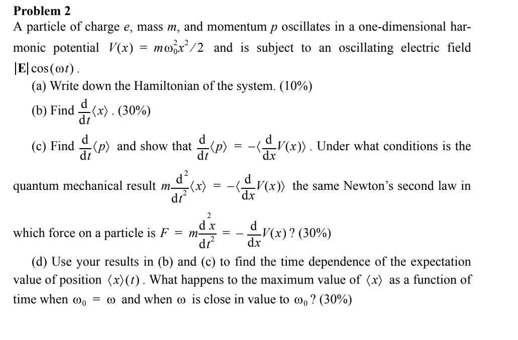 Solved Problem 2 A particle of charge e, mass m, and | Chegg.com