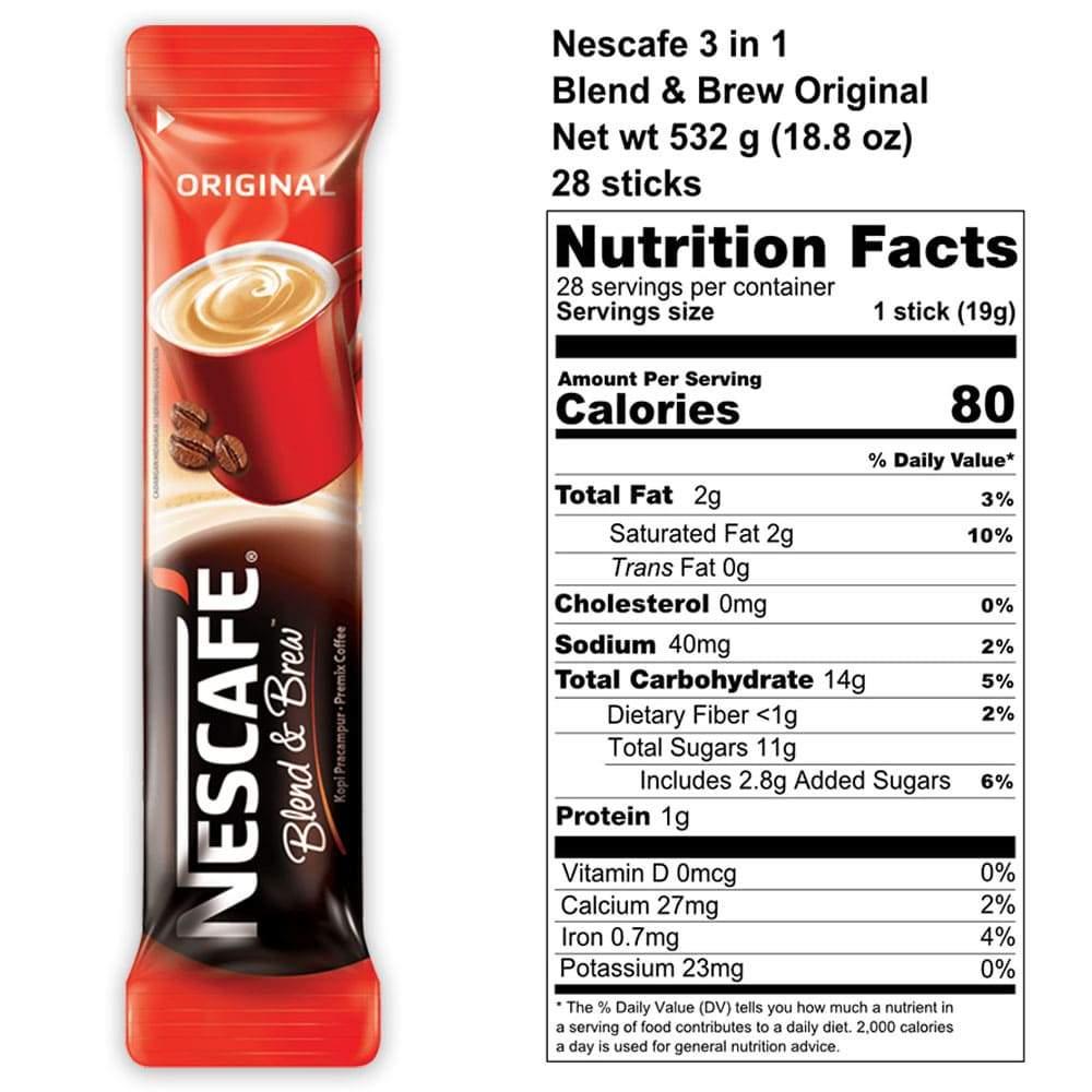 Calories in Nescafe 3 in 1 Coffee and Nutrition Facts