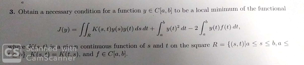 3. Obtain a necessary condition for a function y e | Chegg.com