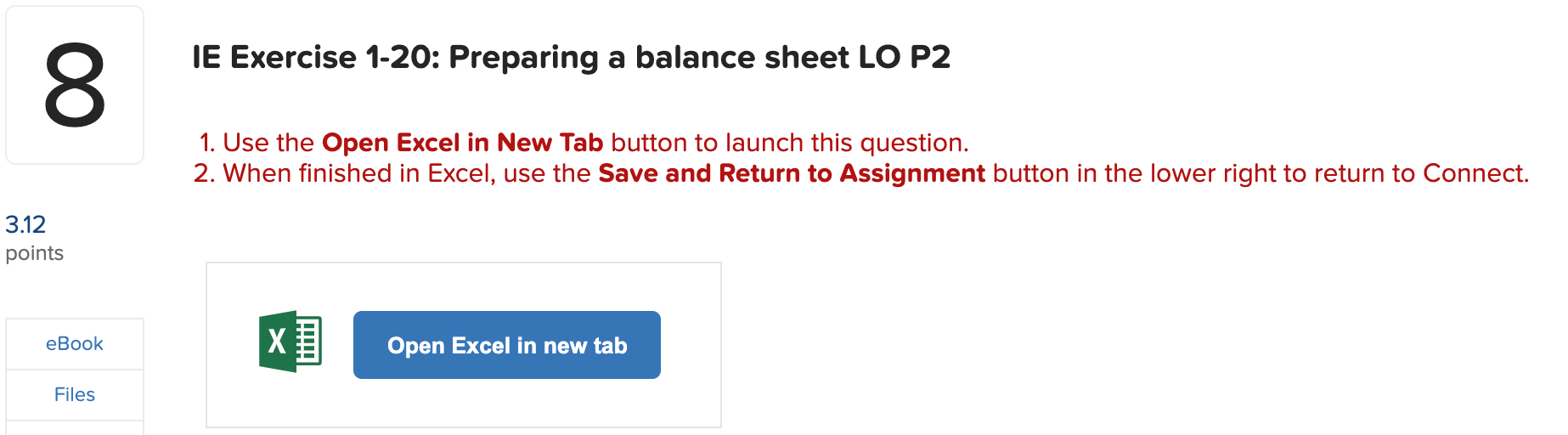 Solved IE Exercise 1 20 Preparing A Balance Sheet LO P2 8 Chegg