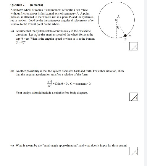 Solved Question 2 18 marks A uniform wheel of radius R and | Chegg.com