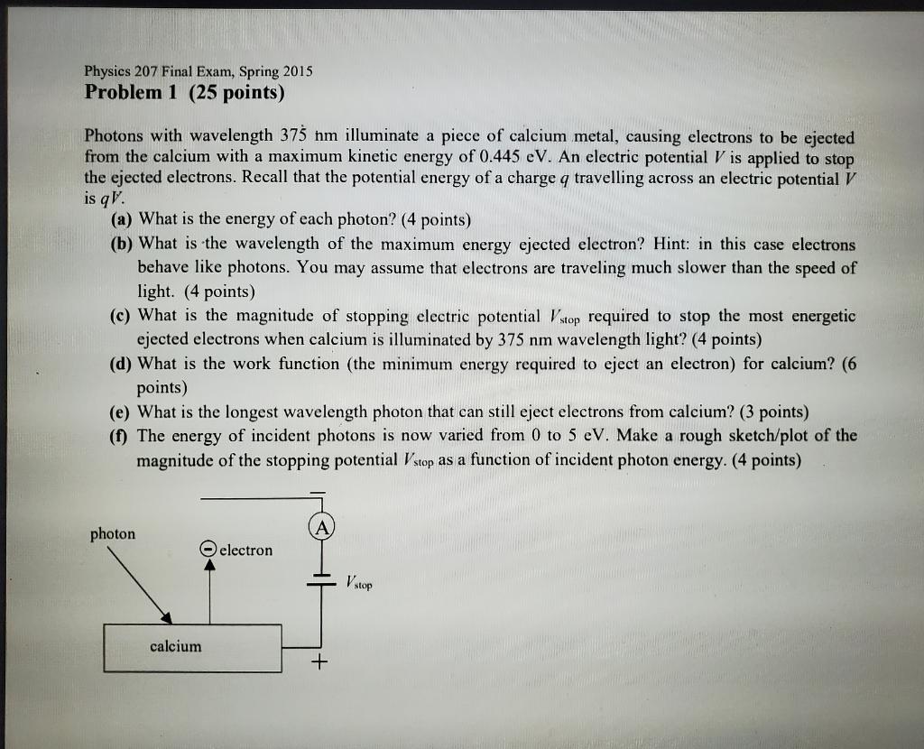 Solved Physics 207 Final Exam, Spring 2015 Problem 1 (25 | Chegg.com