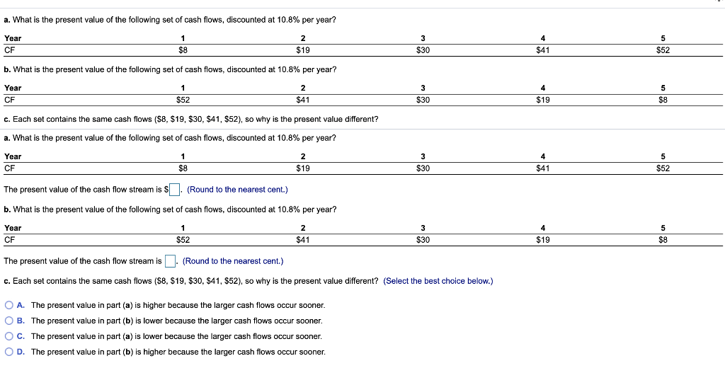 Solved A What Is The Present Value Of The Following Set Of 5379