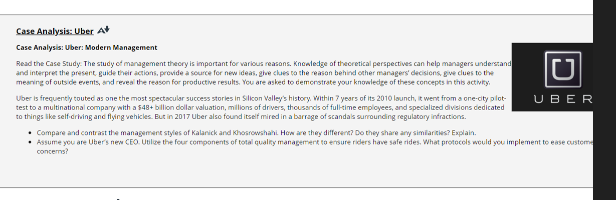 Solved Case Analysis: Uber At Case Analysis: Uber: Modern | Chegg.com