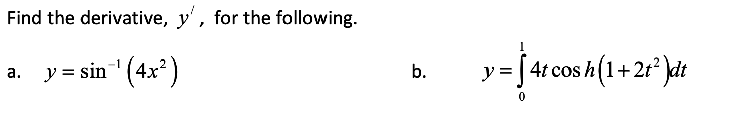 Solved Find the derivative, y', ﻿for the | Chegg.com