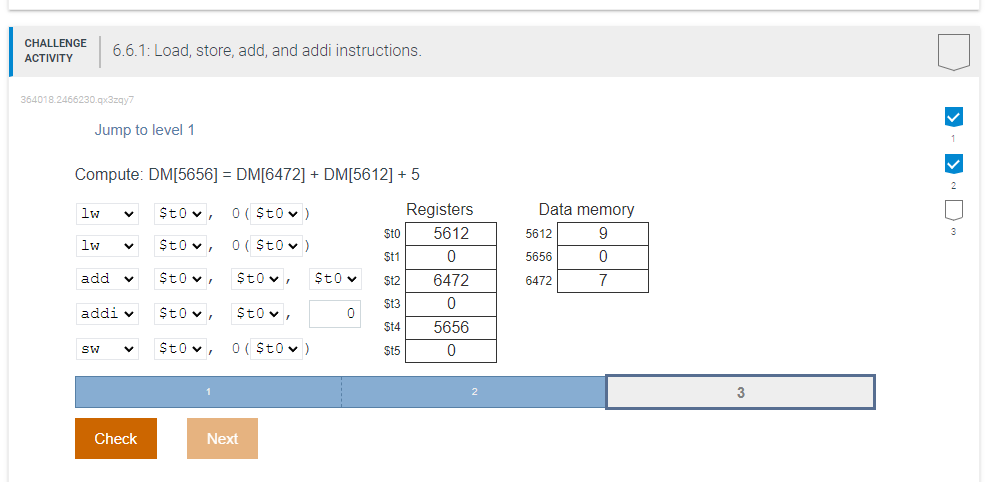 Solved CHALLENGE ACTIVITY 6.6.1: Load, store, add, and addi | Chegg.com