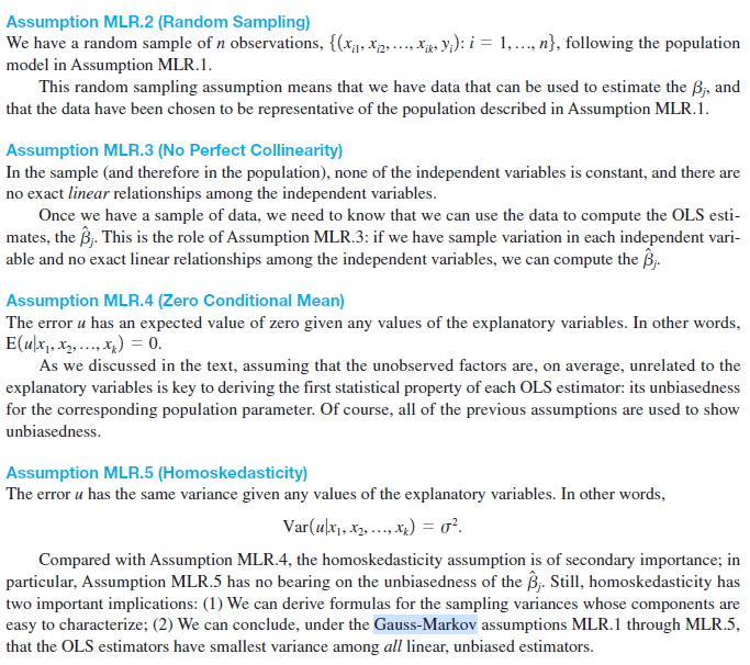 Solved Is the first Gauss-Markov assumption (linear in | Chegg.com