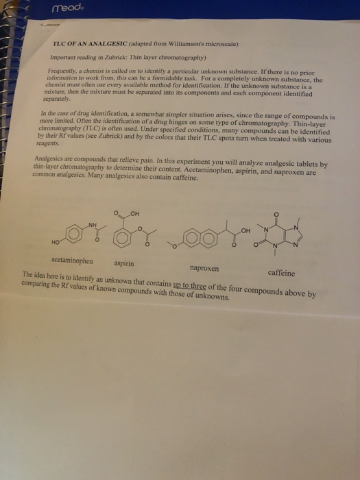 Solved Thin layer chromatography lab-1st plate substances in | Chegg.com