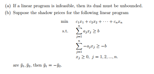 Solved (a) If a linear program is infeasible, then its dual | Chegg.com
