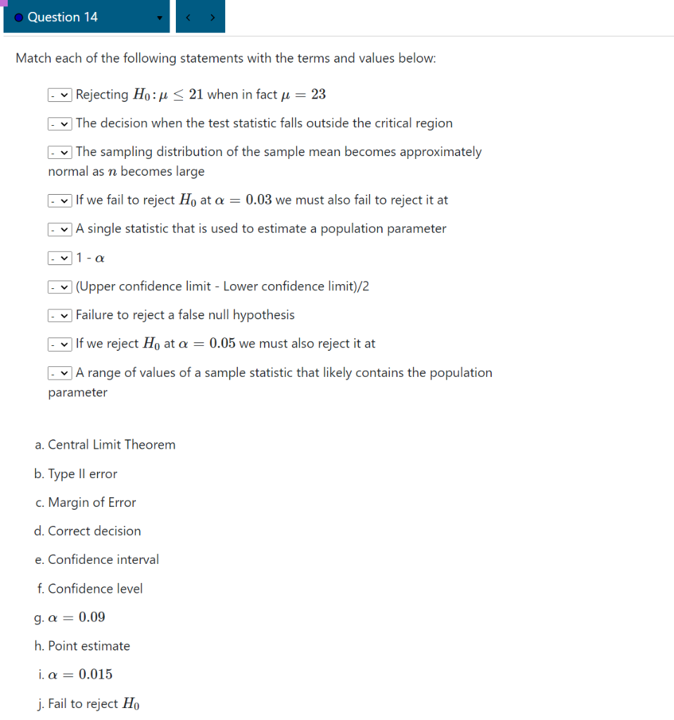 Solved Match each of the following statements with the terms | Chegg.com