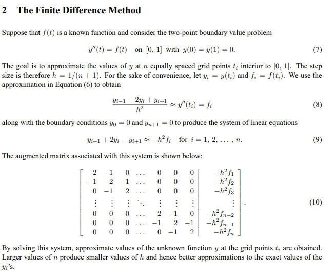 Solved 2 The Finite Difference Method h? Suppose that f(t) | Chegg.com