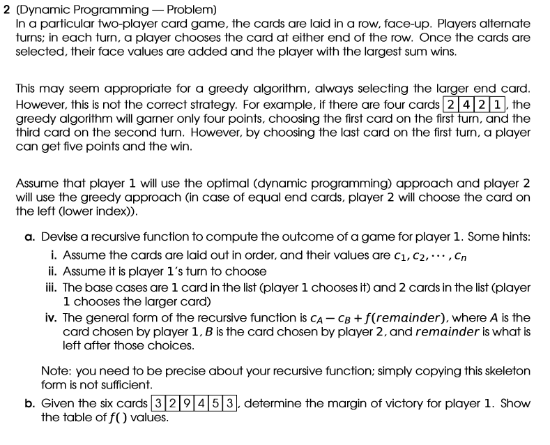 2 (Dynamic Programming - Problem) In a particular | Chegg.com