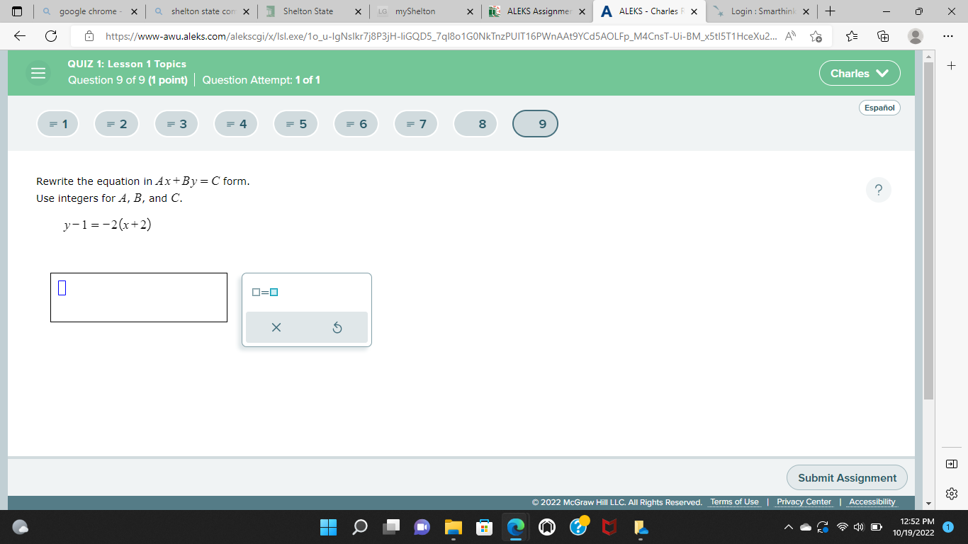 Solved Rewrite the equation in Ax+By=C form. Use integers | Chegg.com