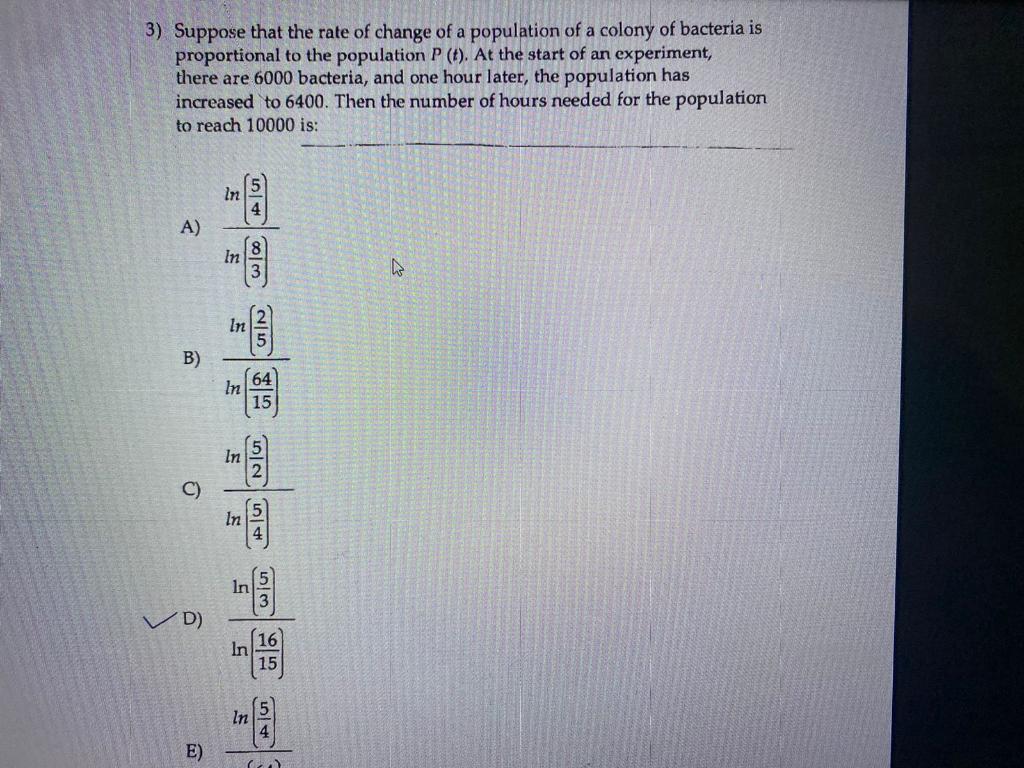 Solved 3) Suppose that the rate of change of a population of | Chegg.com
