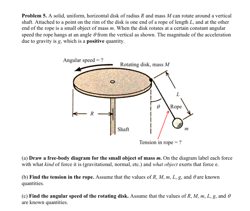 Solved Problem 5 A Solid Uniform Horizontal Disk Of Chegg Com