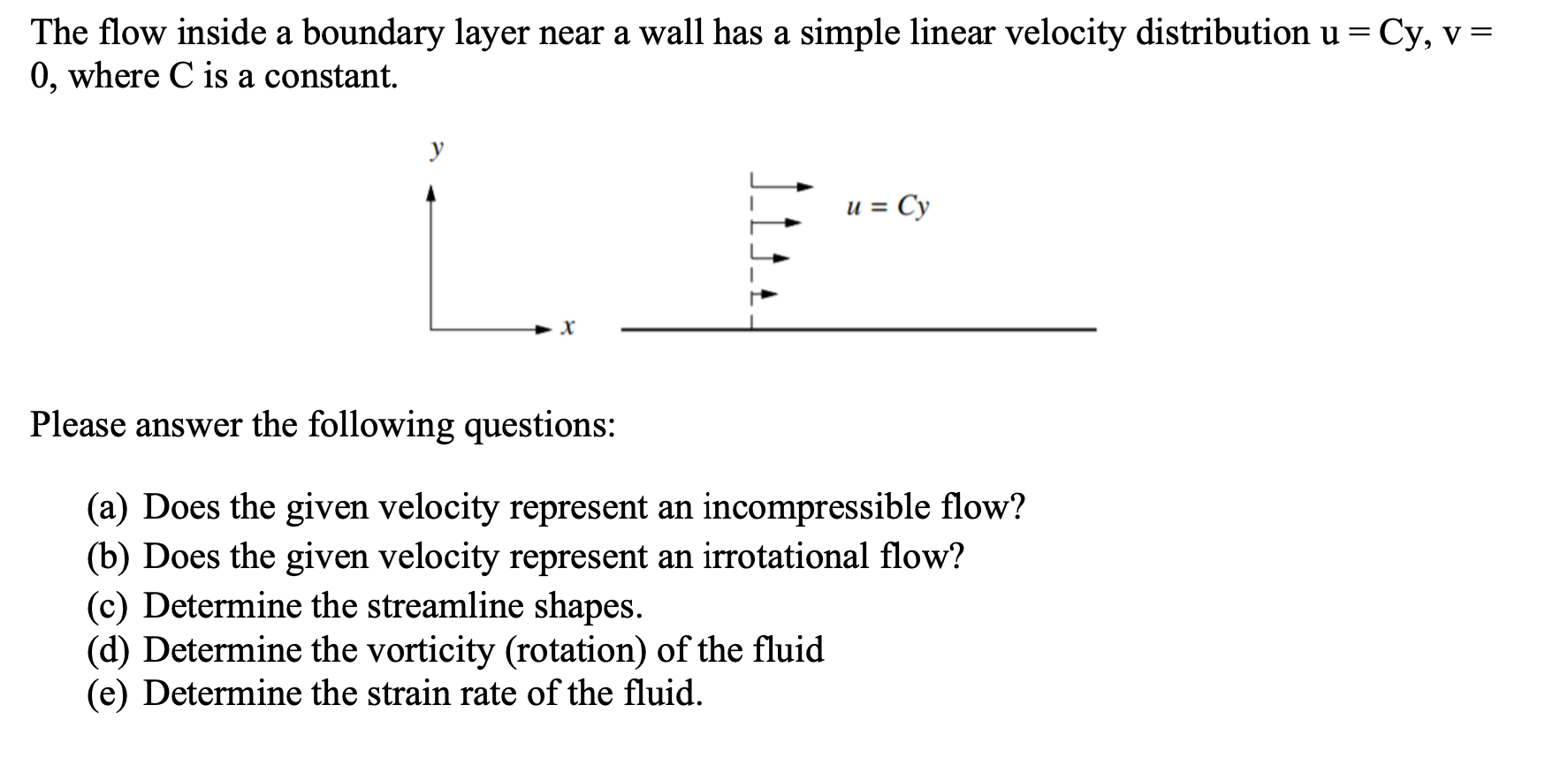 Solved The flow inside a boundary layer near a wall has a | Chegg.com