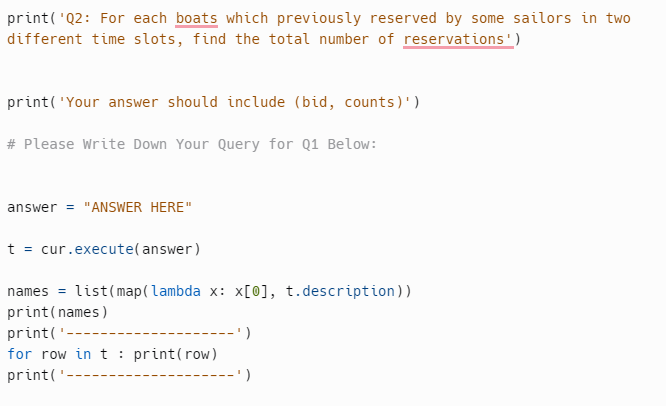 Solved print('02: For each boats which previously reserved | Chegg.com