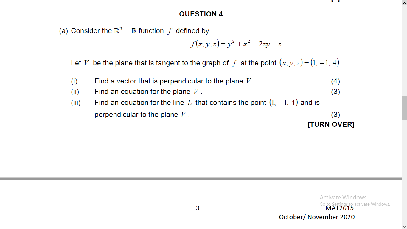 Solved 1 Question 4 A Consider The R3 R Function F De Chegg Com