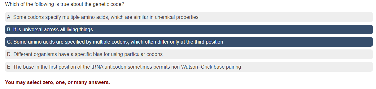 Solved Which of the following is true about the genetic | Chegg.com