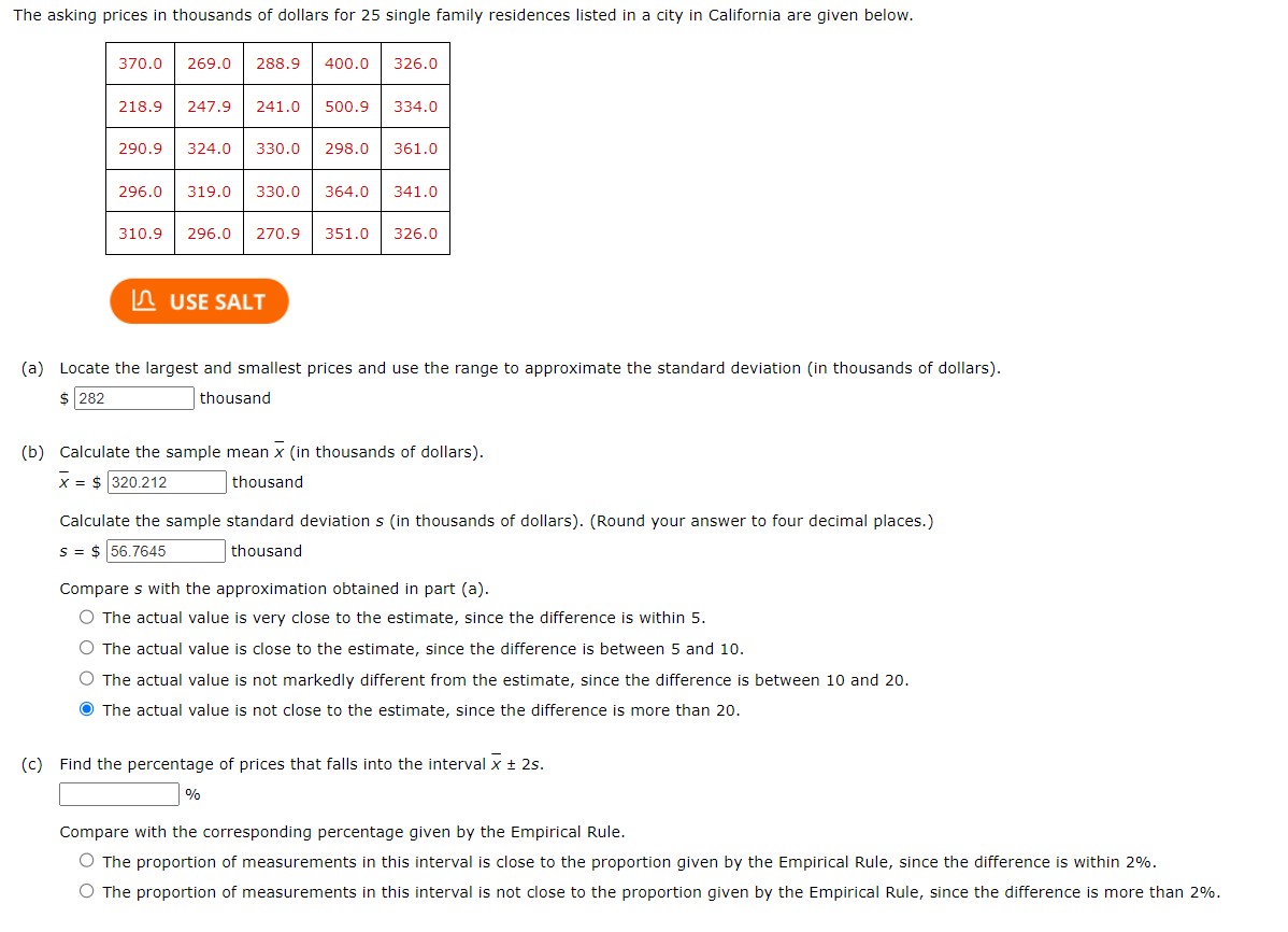 Solved (a) Locate The Largest And Smallest Prices And Use | Chegg.com