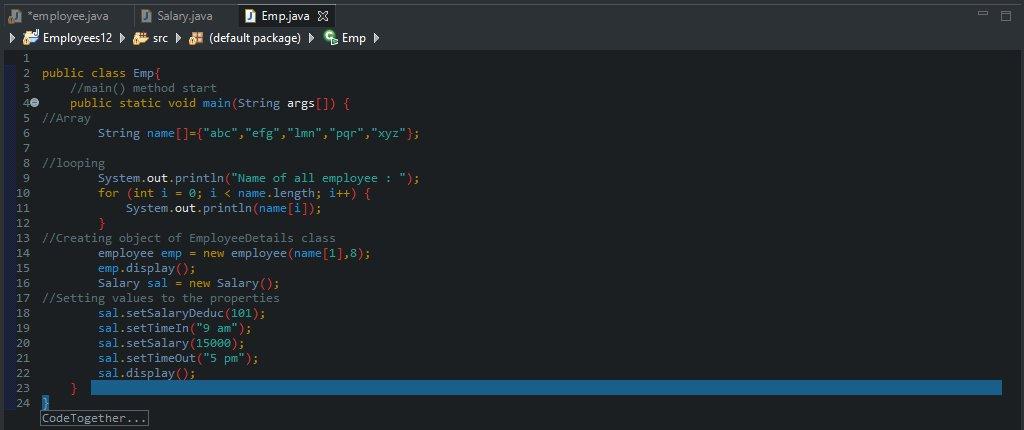 Solved D'employee.java X Salary.java Emp.java Employees 12 | Chegg.com