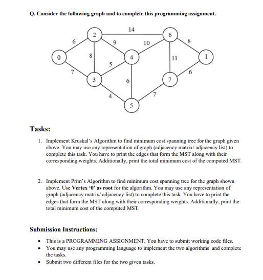 Solved Q. Consider the following graph and to complete this | Chegg.com