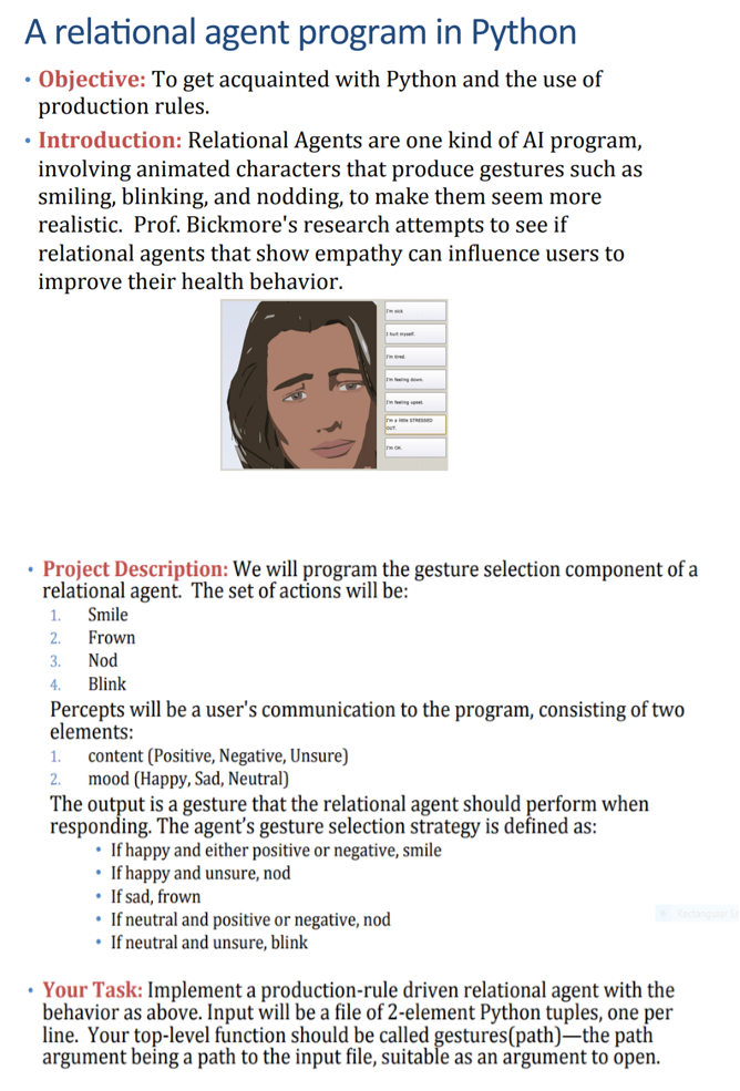 Solved A relational agent program in Python · Objective: To | Chegg.com