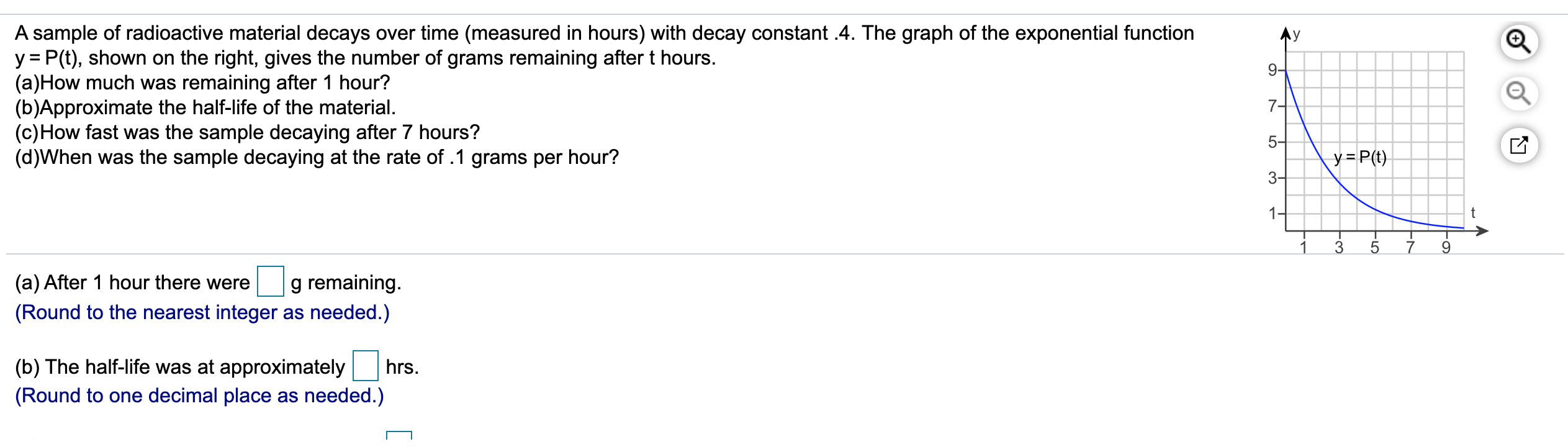 Solved 9- A sample of radioactive material decays over time | Chegg.com