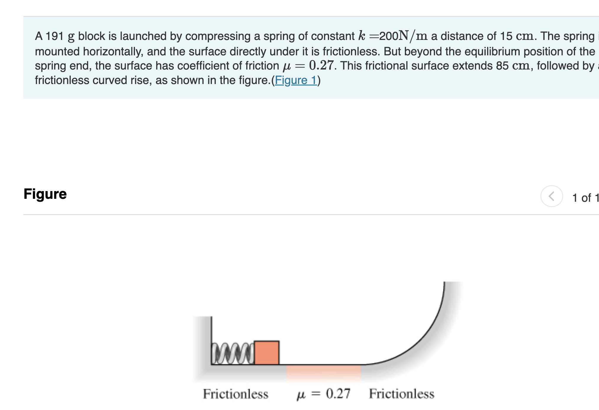 Solved A 191 g block is launched by compressing a spring of | Chegg.com