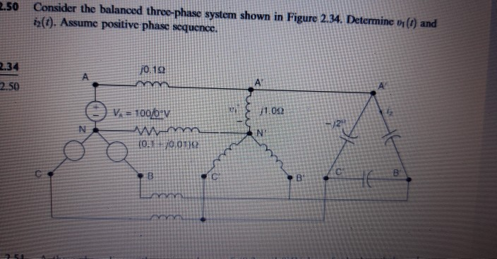 Solved 2.50 Consider the balanced three-phase system shown | Chegg.com