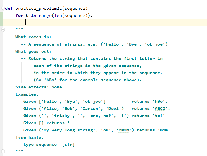 Solved def practice_problem2c(sequence): for k in range(len( | Chegg.com