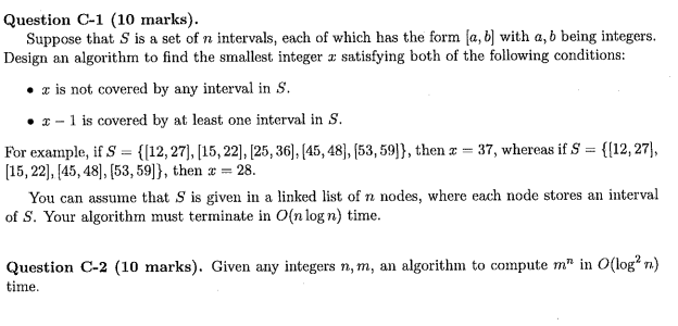 Solved Question C-1 (10 Marks). Suppose That S Is A Set Of N | Chegg.com