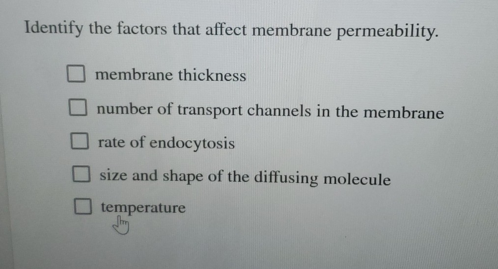 Solved Identify The Factors That Affect Membrane Permeabi