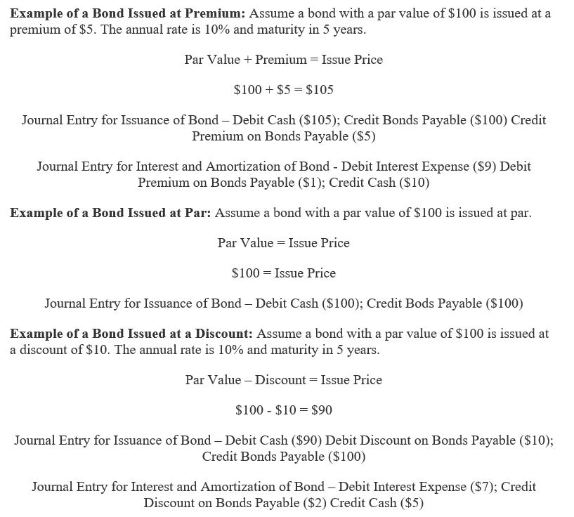 Solved For the following 3 bond examples (issued at premium,
