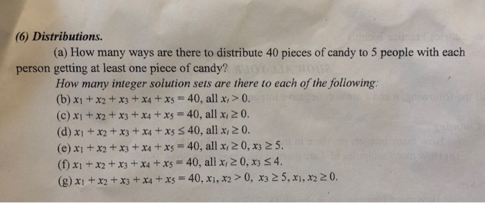 Solved (6) Distributions. (a) How many ways are there to | Chegg.com